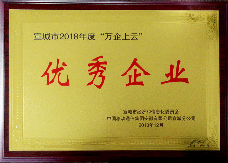 宣城市2018年度“万企上云”优秀单位